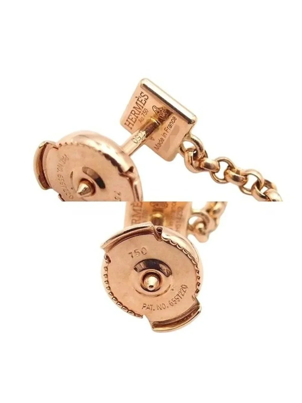 Hermes Clou d'H Chain Cuff Pink Gold 18K Right Ear Earrings